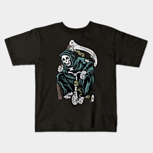 grim reaper bicycle cartoon character Kids T-Shirt